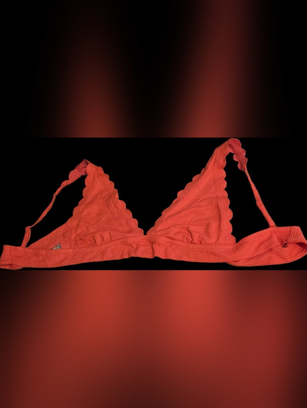 Aerie Women's Scalloped Triangle Bralette Swim Top in Coral Red Size Large